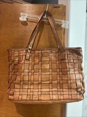 Vintage Costanza Rota Woven Leather Tote Bag in Brown